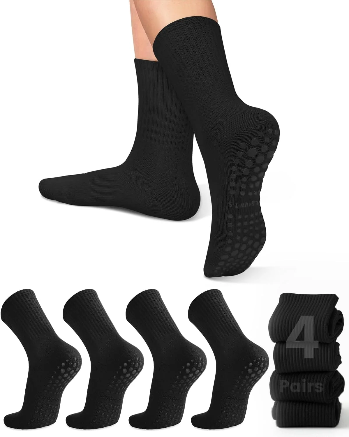 Pilates & Yoga Vertebrasana - 4 pairs of women's yoga socks,