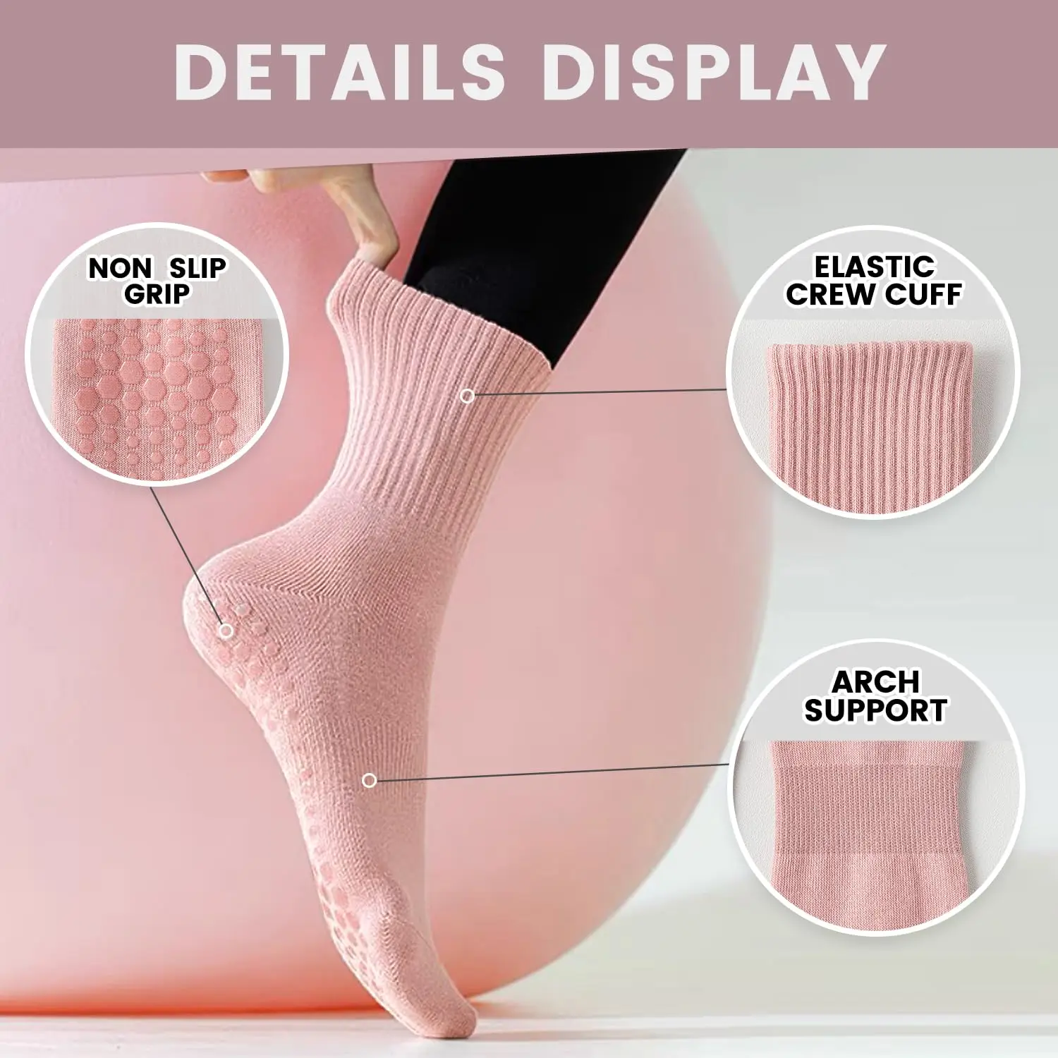 4 pairs of women's yoga socks, - Pilates & Yoga Vertebrasana ulasan dan harga